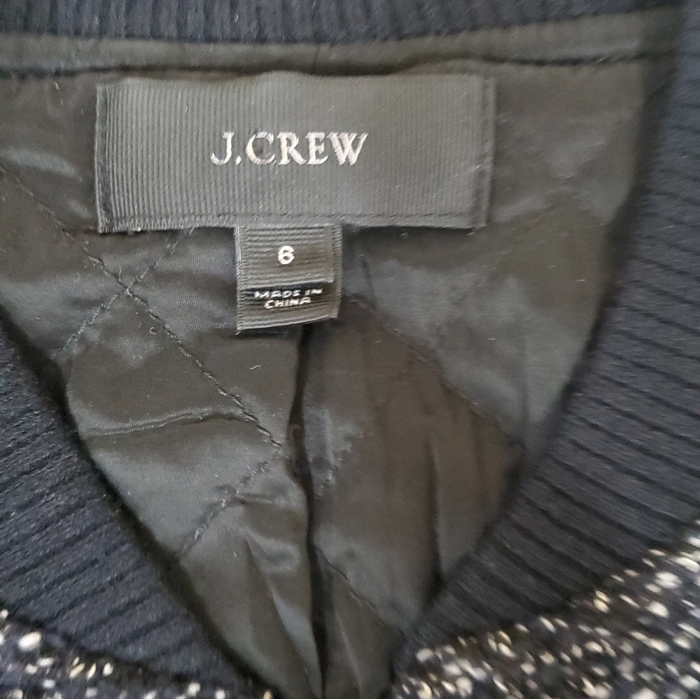 J. Crew Speckled Black Tweed Bomber Jacket - Picture 4 of 7